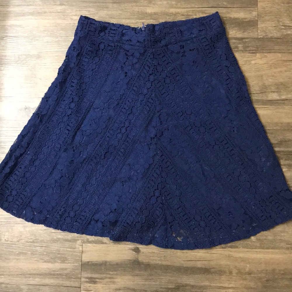 Fabulous navy skirt with lace overlay